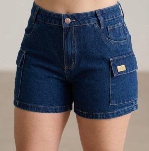 Short Cargo Jeans Feminino Sem Lycra