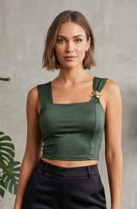 Cropped Calça Aplique Dourado